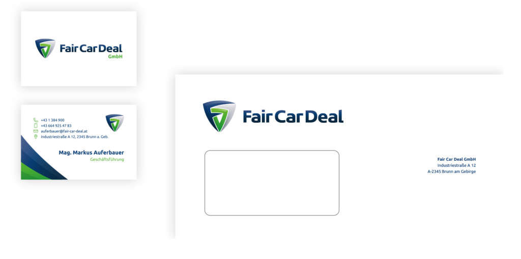 faircardeal business card and envelope