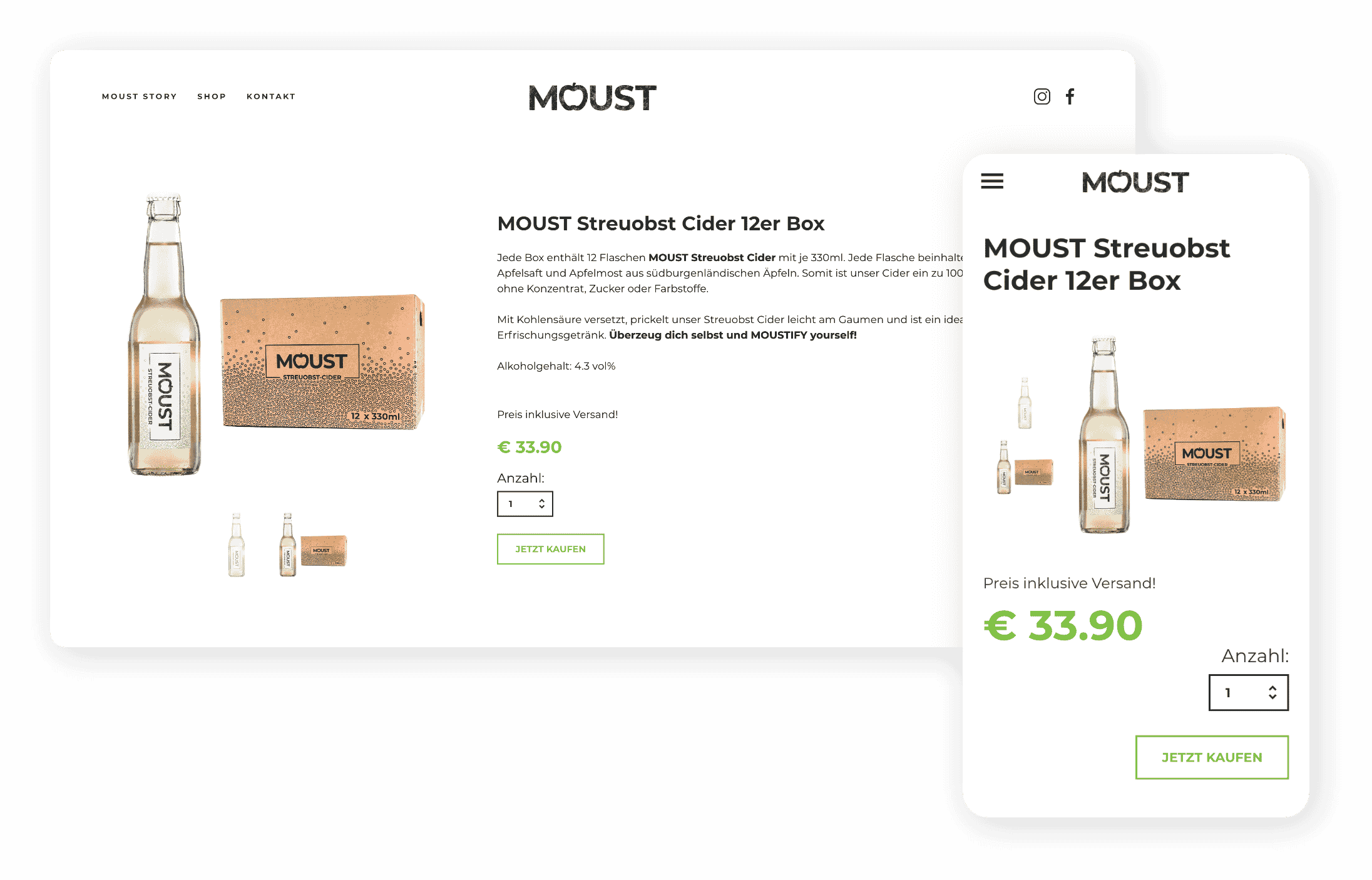 MOUST Streuobstcider Online Shop Produkt Desktop und Mobile