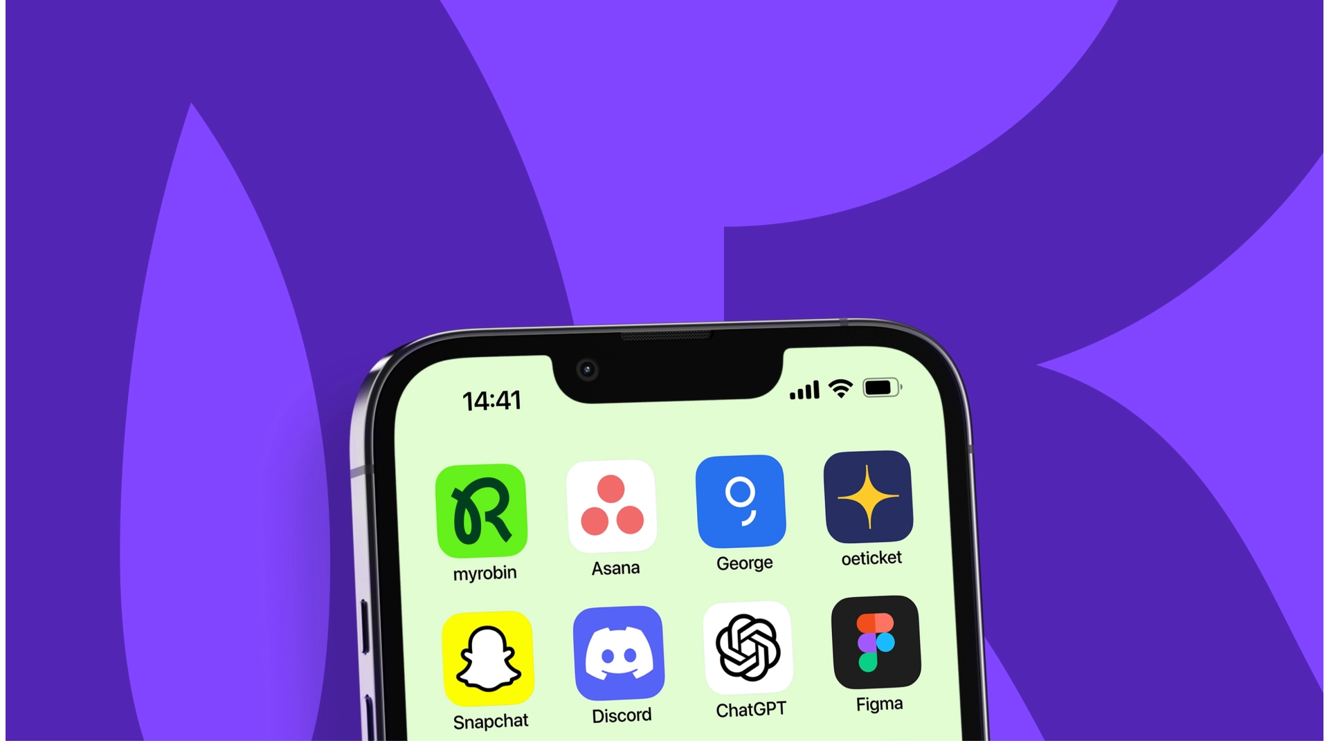 Ein Smartphone-Bildschirm zeigt das App-Icon-Design von myRobin. Als Design des App-Icon wurde das myRobin Brand Signet genutzt.